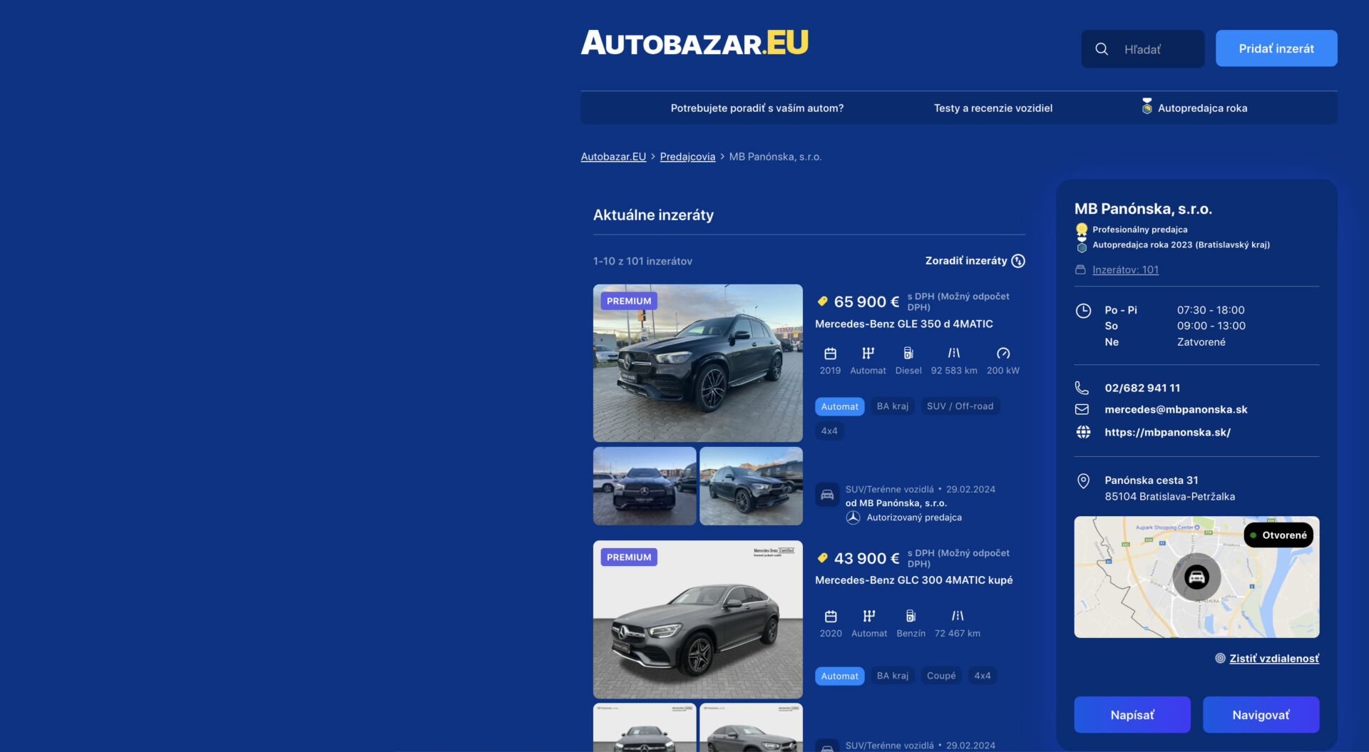 MB Panónska: Stali sme sa najlepším predajcom vozidiel v Bratislave za rok 2023.